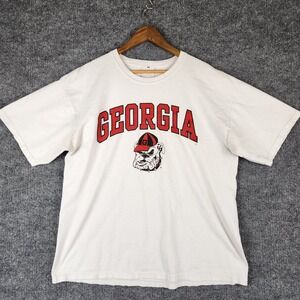Vintage Georgia Bulldogs T-Shirt Mens XL White UGA Mascot NCAA College Tee
